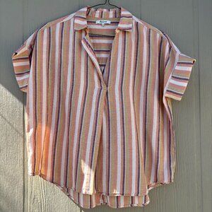 Madewell Courier Button-Back Shirt in Rainbow Stripe - Size S